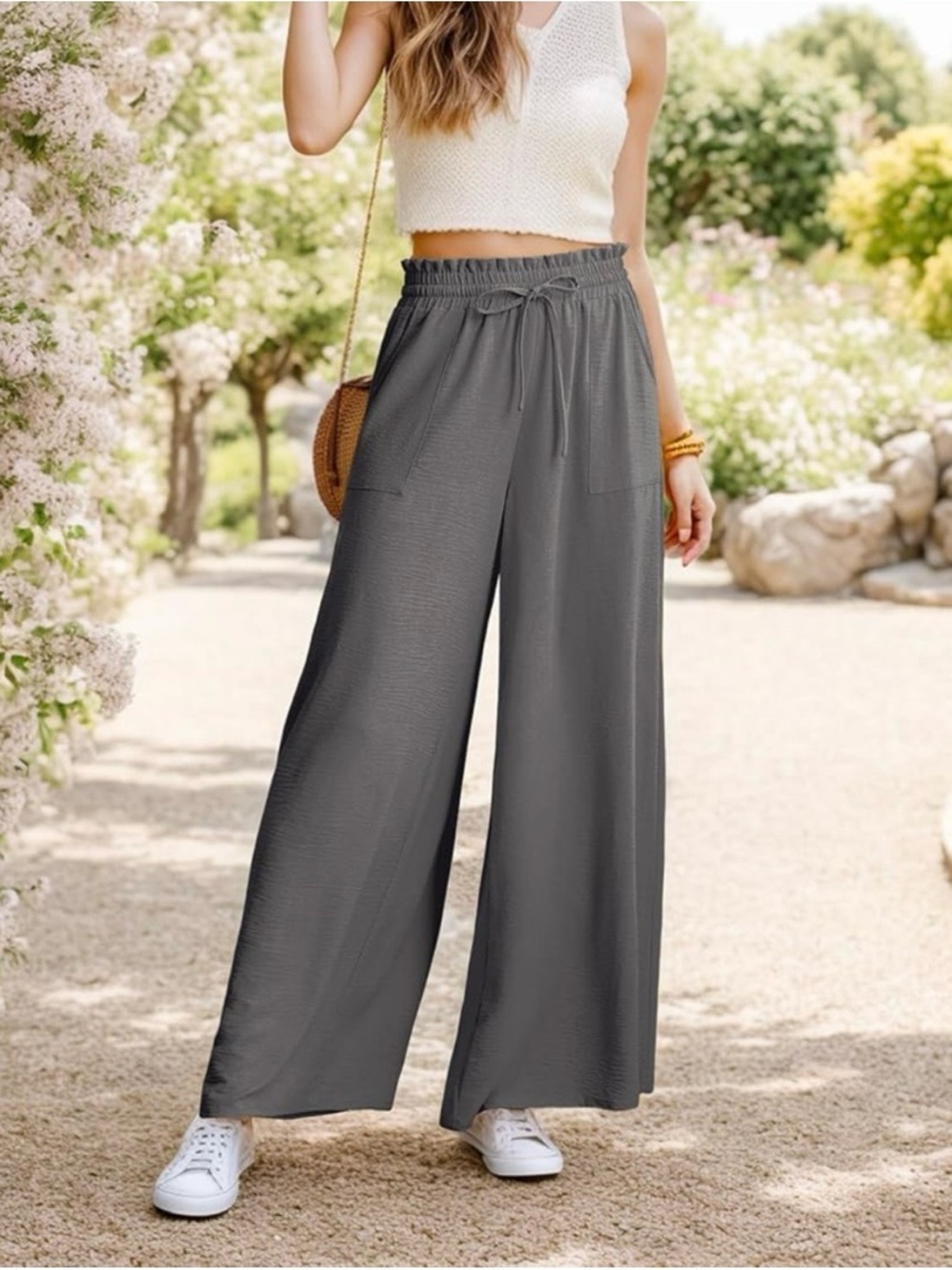 JINKESI Women Wide Leg Pants High Waist Size L